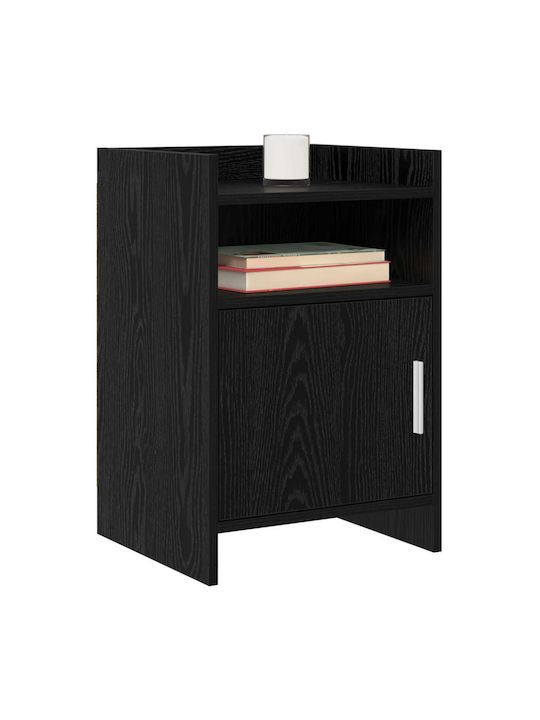 Metal Bedside Table With Black Glass Surface 40x36x60cm
