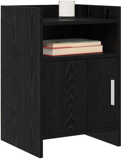 Metal Bedside Table With Black Glass Surface 40x36x60cm