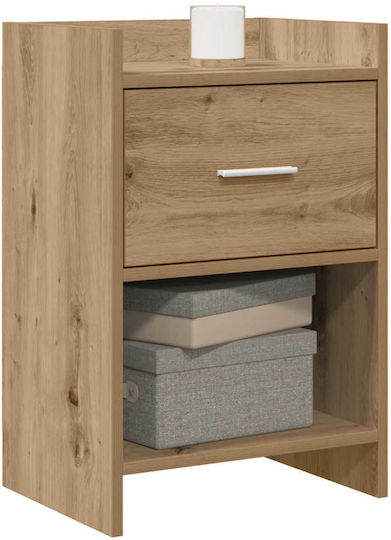 Wooden Bedside Tables With Metal Legs Brown 2 Pieces 40x30x60cm