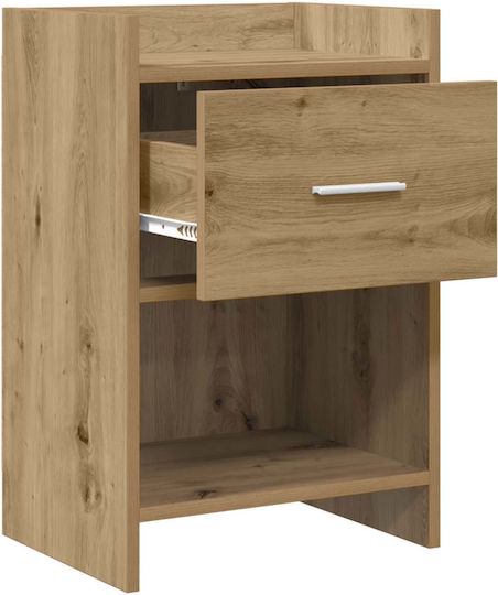 Wooden Bedside Tables With Metal Legs Brown 2 Pieces 40x30x60cm