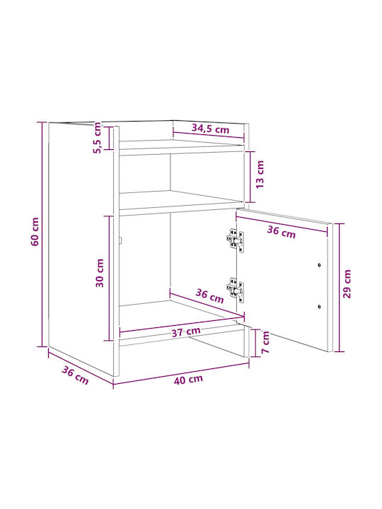 Metal Bedside Tables With Brown Glass Surface 2 Pieces 40x36x60cm
