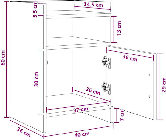Metal Bedside Tables With Brown Glass Surface 2 Pieces 40x36x60cm