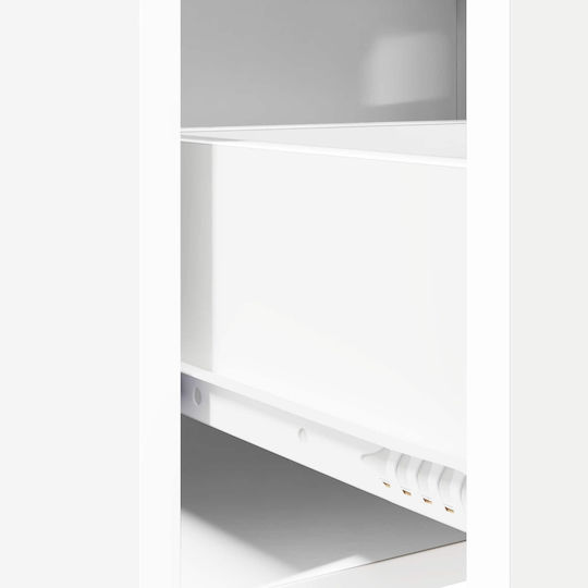 Wooden Bedside Table With Metal Legs White 40x30x60cm