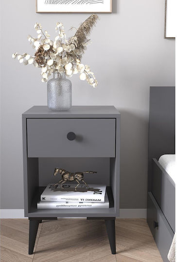 Amari Wooden Bedside Table Gray 43x43x67.5cm