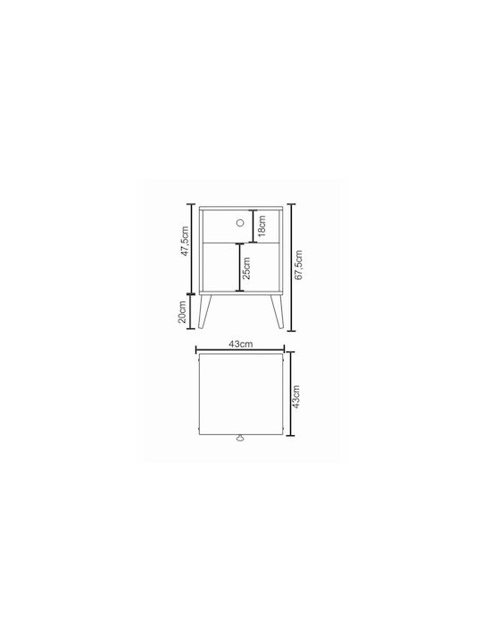 Κομοδίνο Amari Ξύλινο Γκρι 43x43x67.5cm