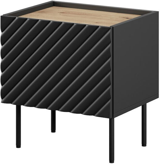 Wooden Black Bedside Tables 2 Pieces 50x40x54cm
