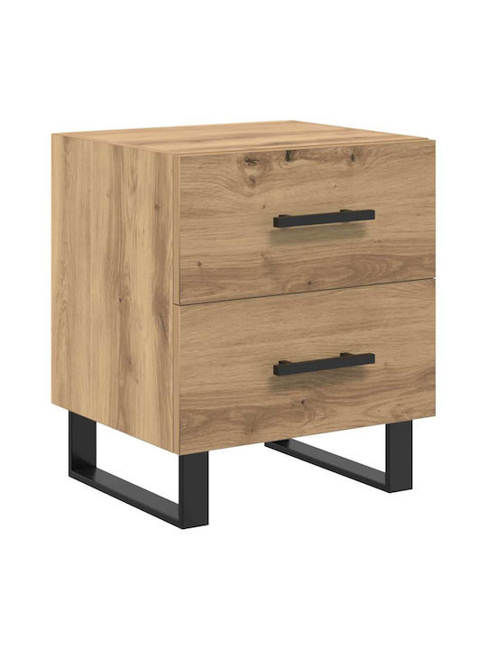 Wooden Brown Oak Bedside Table 40x35x47.5cm