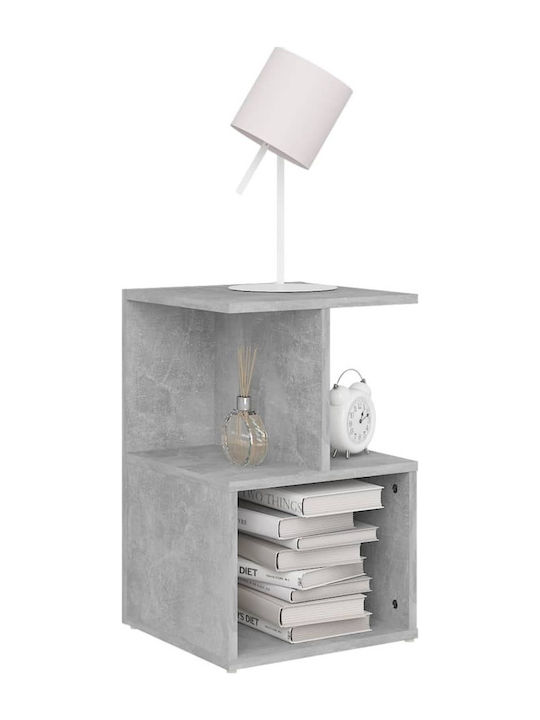Wooden Bedside Tables Gray Concrete 2 Pieces 35x35x55cm