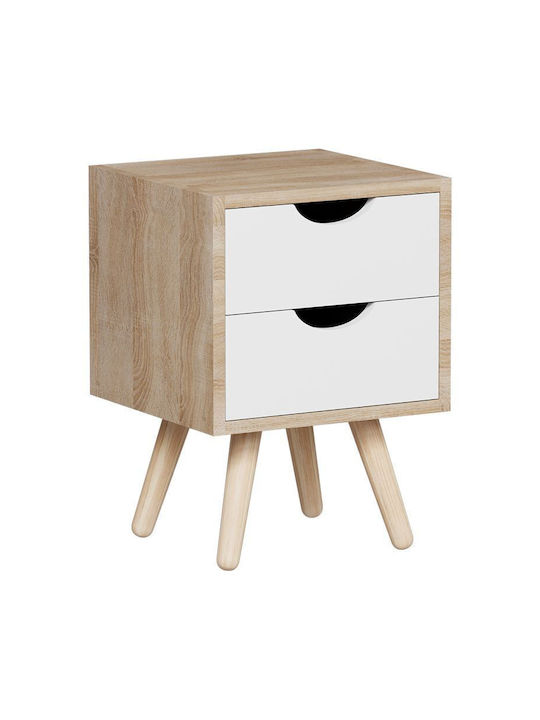 Bedside Table Selma Wooden Beige 29.7x29.7x45cm