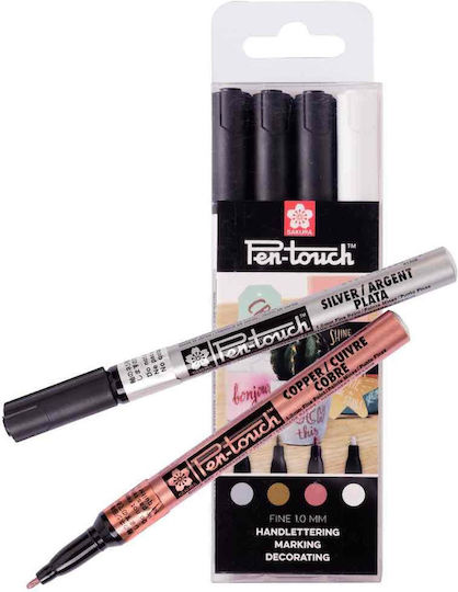 Σετ 4 Μόνιμοι Μαρκαδόροι Μεταλλικοί Pen-touch Metallic Sakura