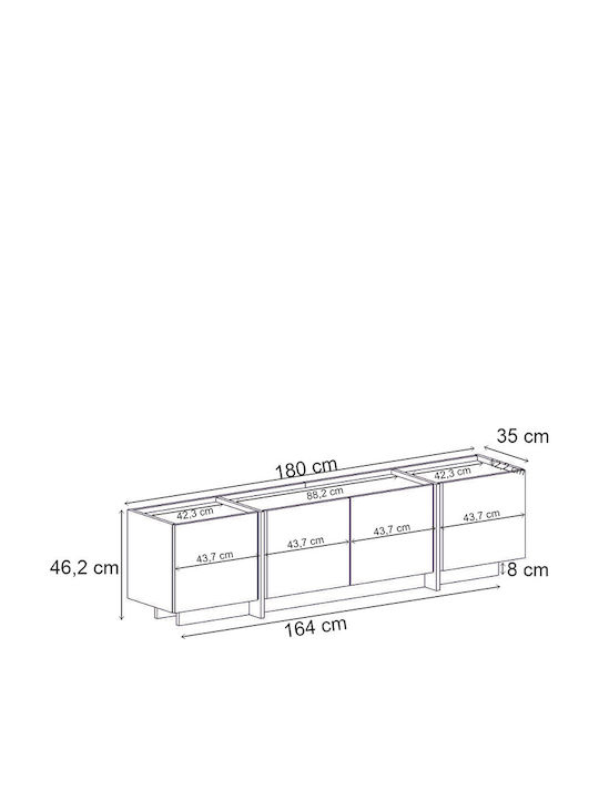 Έπιπλο Τηλεόρασης Lowen Travertine Μ180xΠ35xΥ46.2cm