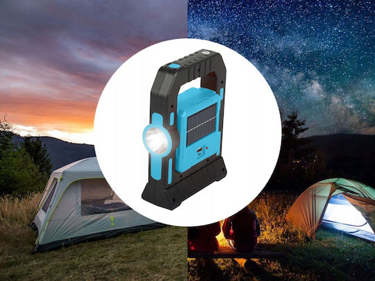 Lampa Λάμπα Led Ηλιακή για Camping με Φακό & Powerbank Μπλε