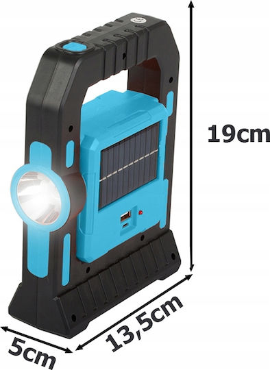 Lampa Λάμπα Led Ηλιακή για Camping με Φακό & Powerbank Μπλε