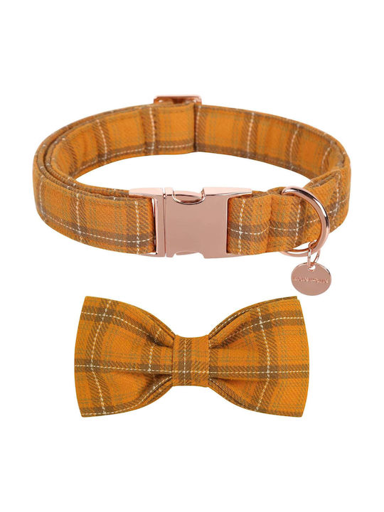 Adjustable Dog Collar Bow Tie In Checkered Pattern Size L