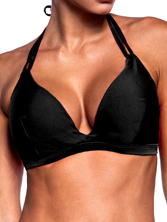 Padded Underwire Bikini Bra with Adjustable Straps Black