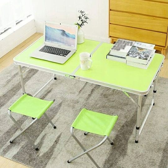 Set Masă din Aluminiu pentru Camping Pliabil în Valiză 28x28x33cm Verde