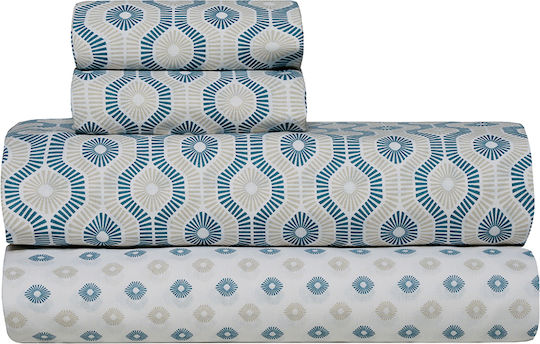 Kentia Trubi Bettlaken Super-Doppel 240x270cm Petrol Blau 4 Stück