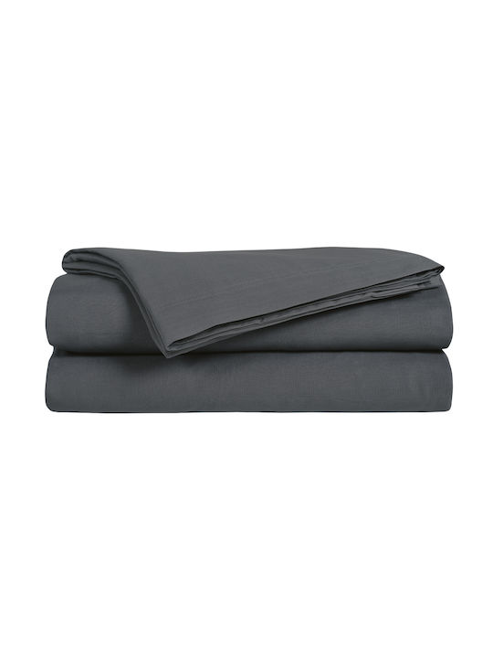 Das Home 1007 Super-Double Bed Sheet with Rubber Hugger 160x200+35cm Dark Gray