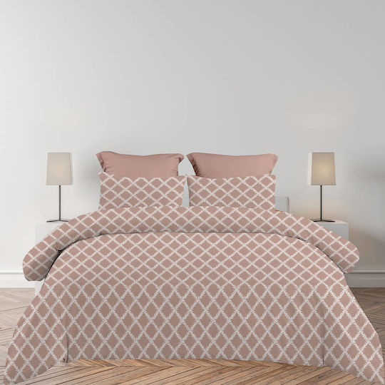 Astron Italy Lucia Super-Double Bed Sheets Set 4 Pieces 160x200+40cm with Rubber Hugger Chocolate