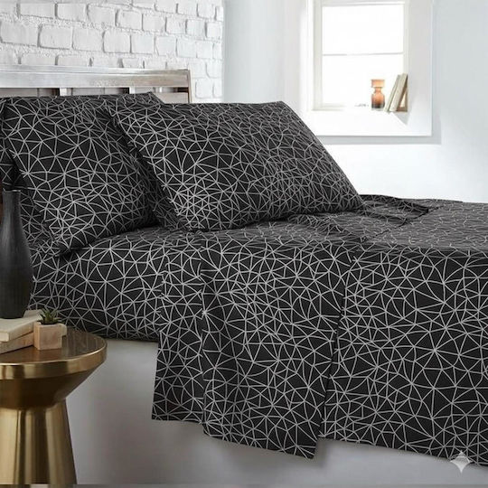 Olia Home Чаршаф Еднолицев с Еластична Лента 100x200+35см Черен