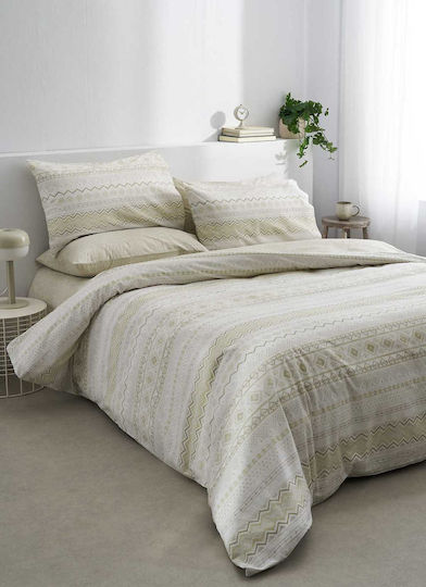 Vesta Home Elea Module Cearceafuri de Pat cu 2 Fețe de Pernă Pat Dublu cu Hugger din Cauciuc 170x270+35cm Bej (3 Bucăți)