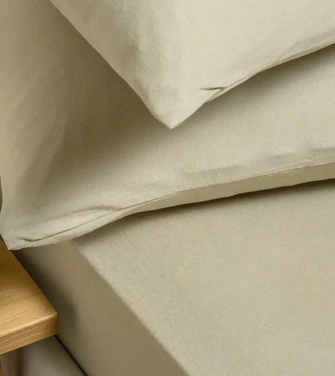 Melinen Sheet Set with 2 Pillowcases Super-Double with Elastic 160x200+35cm. Jersey Greige 3pcs