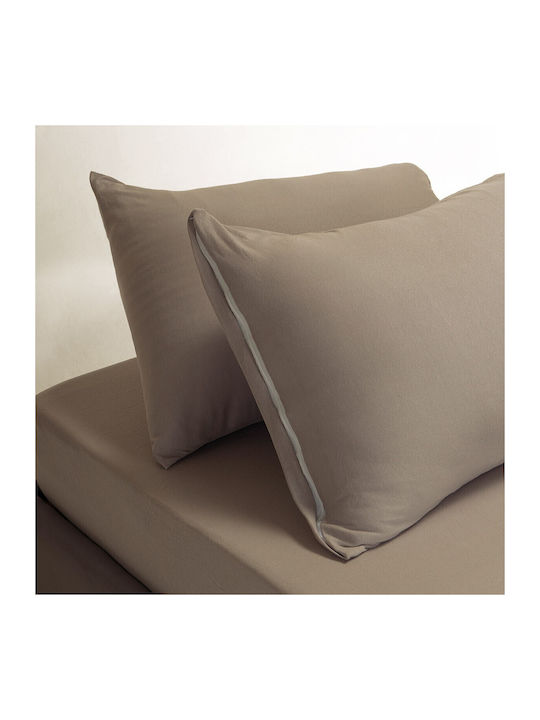 Melinen Сет Чаршафи с 2 Калъфки Кралица с Ластик 160x200+35см. Jersey Greige 3бр