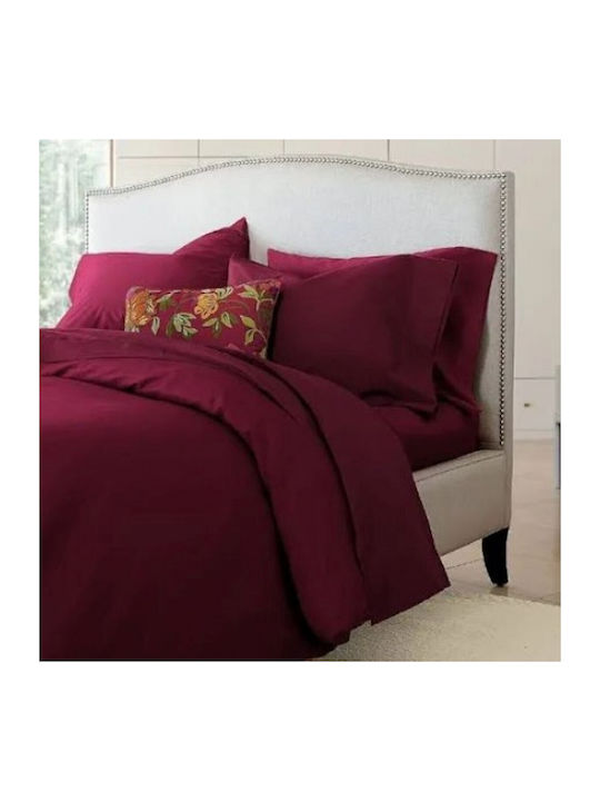 Bettwäsche-Set King Size mit Gummiband 220x240cm. Bordeaux 4Stück