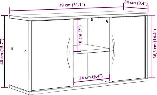TV Stand Solid Pine Wood L79xW24xH40cm
