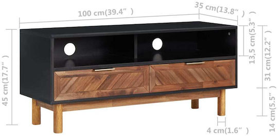 Έπιπλο TV din lemn Ακακίας M100xΠ35xΥ45cm