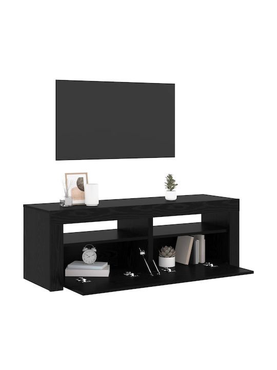 TV Stand with LED Lighting Black Oak L120xW35xH40cm