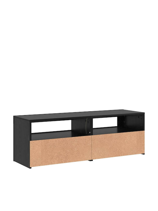 TV Stand with LED Lighting Black Oak L120xW35xH40cm