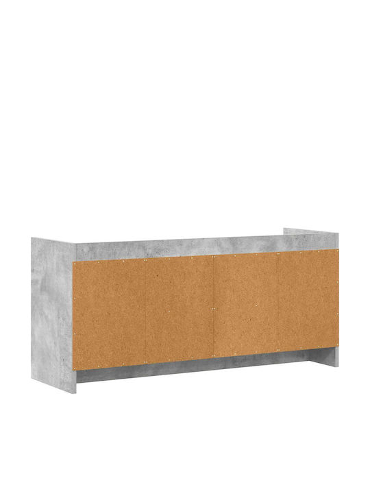 TV Stand Metal & Wood Grey Concrete L102xW33xH47cm