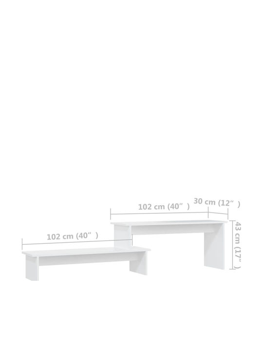 TV-Ständer Weiß M180xT30xH43cm