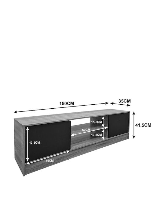 Sasa Oak-Anthracite M150xL35xH41.5cm