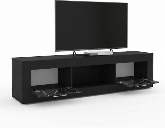 TV Stand Davin Black - Black Marble Effect L180xD40xH47cm