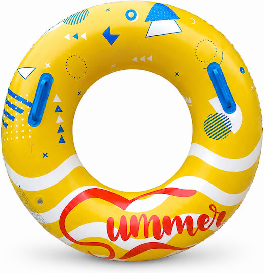 Inflatable Pool Raft with Handles Yellow