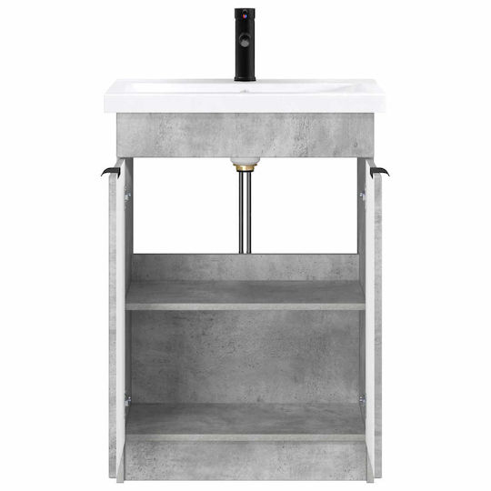 vidaXL Πάγκος με Νιπτήρα Μ56xΒ37.5xΥ81cm Γκρι Σκυροδέματος