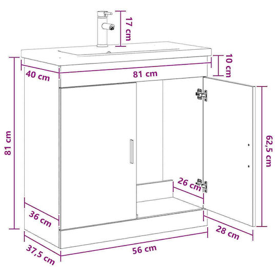 vidaXL Badezimmer Waschtisch-Einheit M81xB40xH84.5cm Grau Sonoma