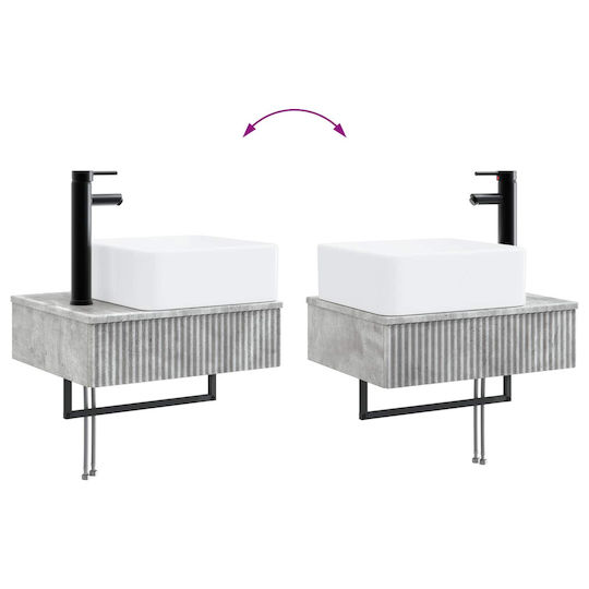 vidaXL Плот Със Смесител Огледало и Стълбче Със Светлина M50xД14.5xВ70cm Сив