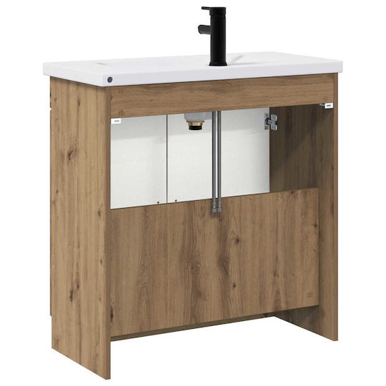 vidaXL Pangă Cu Lavoar M56xL37.5xÎ81cm Stejar