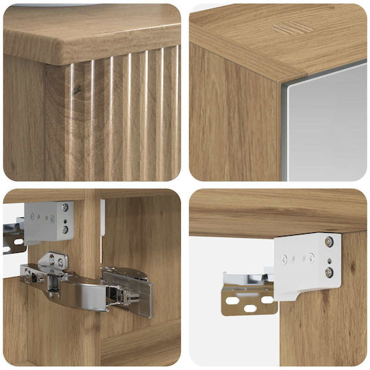vidaXL Bathroom Vanity Unit with Sink Mirror and Column with Light Oak M43xB16xH62.5cm