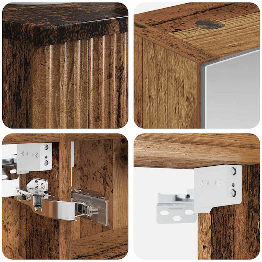 vidaXL Vanity Unit with Sink Mirror & Column with Light M43xD16xH62.5cm Aged Wood