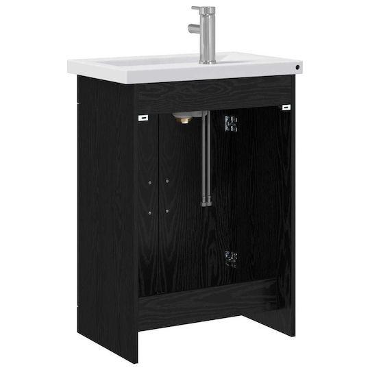 vidaXL Badezimmer Waschtisch-Einheit M61xB40xH84.5cm Schwarze Eiche