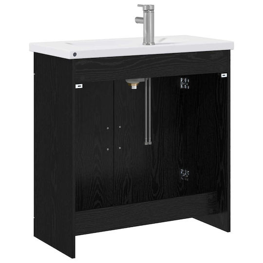 vidaXL Pangă Cu Lavoar M81xL40xÎ84.5cm Stejar Negru