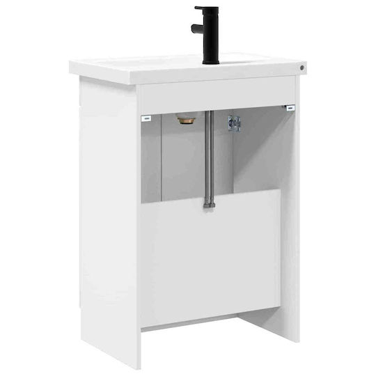 vidaXL Badezimmer Waschtisch-Einheit mit Waschbecken M56xB37,5xH81cm Weiß