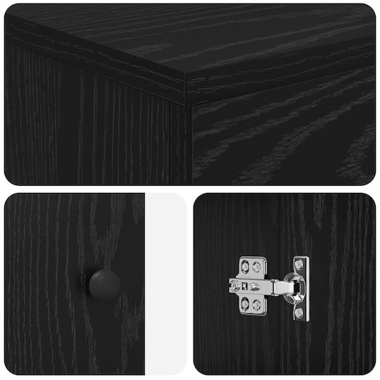 vidaXL Bancă Fără Lavoar cu Oglindă M54xA35xÎ83cm Negru