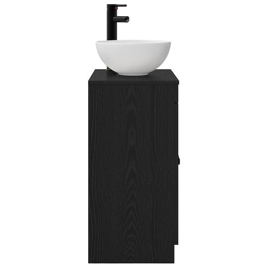 vidaXL Bancă Fără Lavoar cu Oglindă M54xA35xÎ83cm Negru