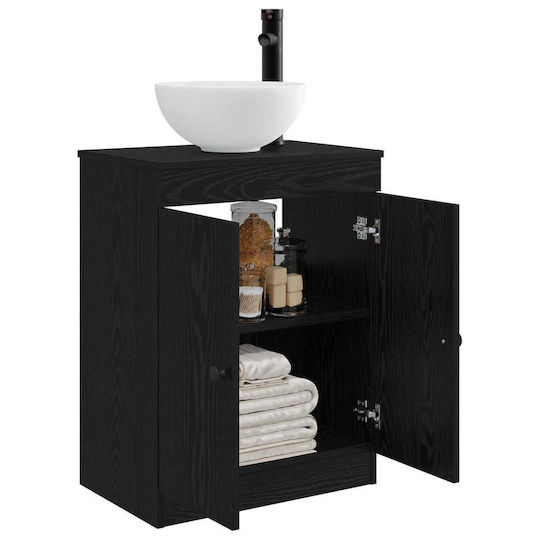 vidaXL Bancă Fără Lavoar cu Oglindă M54xA35xÎ83cm Negru