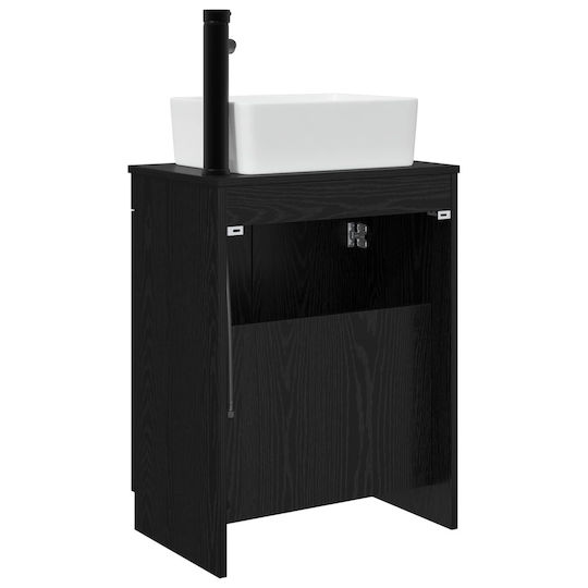 vidaXL Bancă Fără Lavoar cu Oglindă M54xA35xÎ83cm Negru